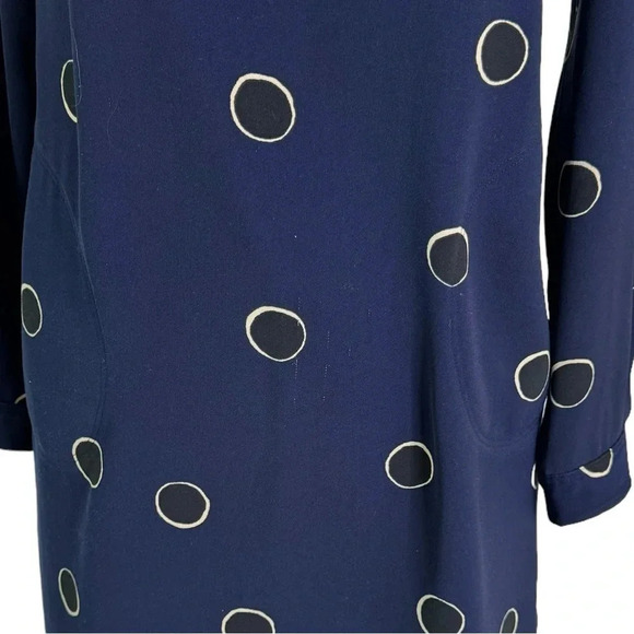 Boden Mock Neck Long Sleeve Shift Dress with Pockets Navy Size 2 - Picture 8 of 15